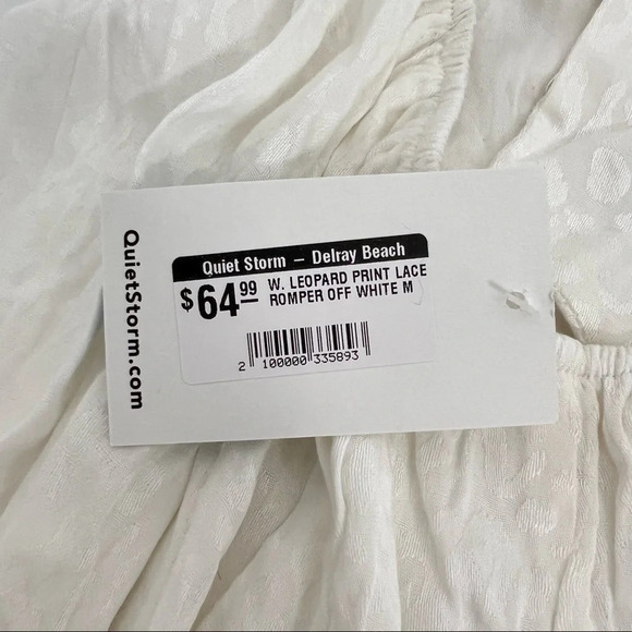 Quiet Storm Textured Print Lace Tie Back Romper White Size M NEW - Picture 7 of 11